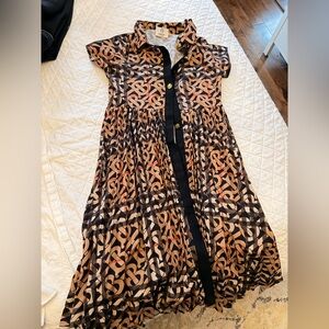 Burberry Girls Beige Black Monogram Dress